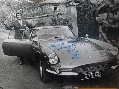 Peter Sellers large signed original black and white photograph with Ferrari.