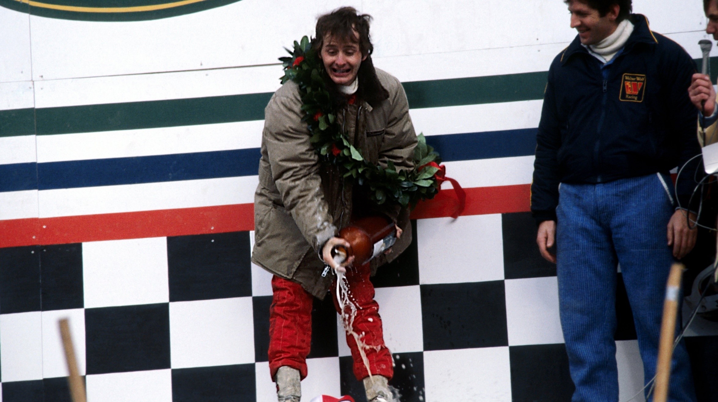 Gilles Villeneuve on the podium.