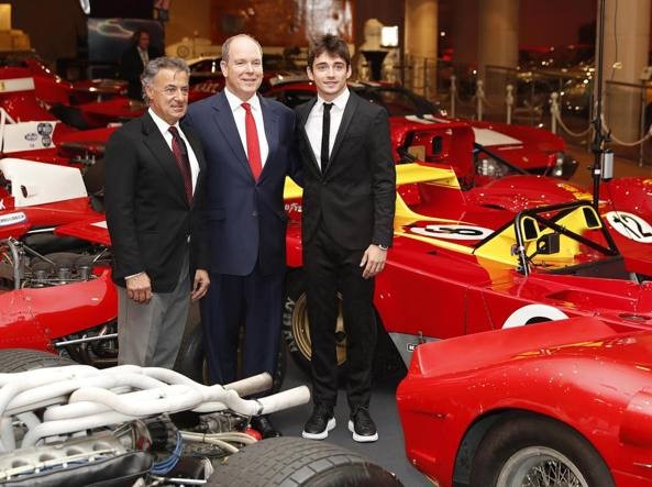 Prince Albert of Monaco with Jean Alesi and Charles Leclerc.