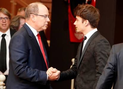 Prince Albert of Monaco with Charles Leclerc.
