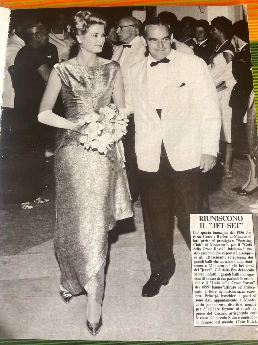 Grace and Rainier of Monaco arriving at the prestigious Sporting Club in Monte Carlo for the Gala de la Croix-Rouge in 1956.