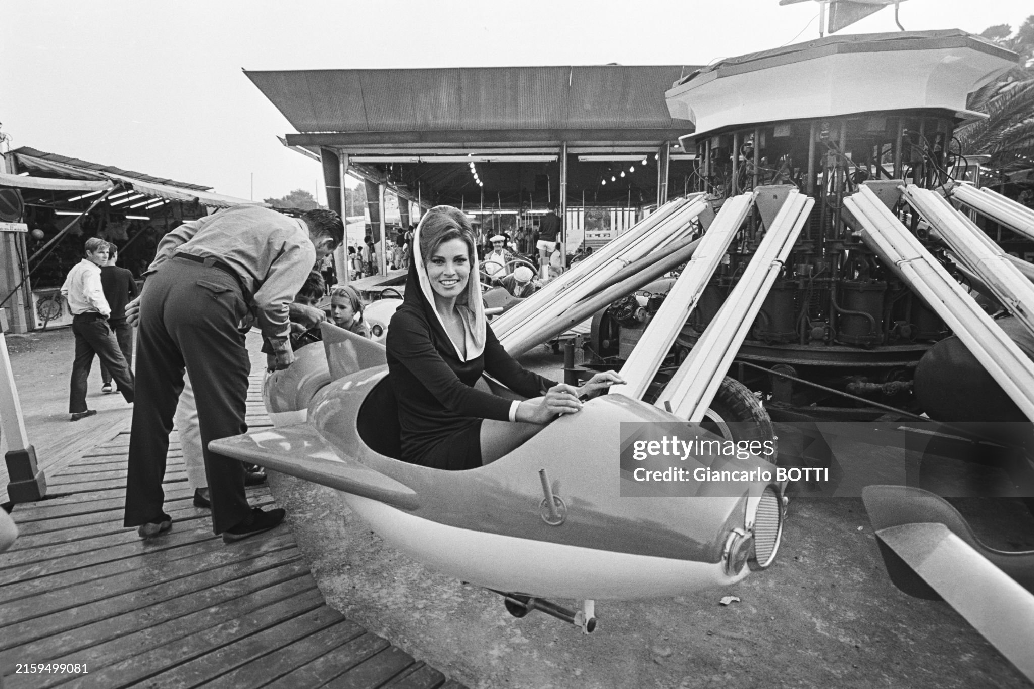 Raquel Welch on a carousel in the Côte d'Azur in June 1974. 