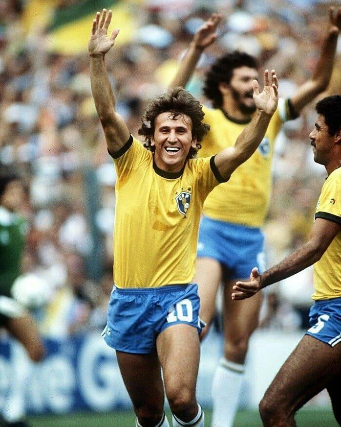 Zico, Socrates and Cerezo in the Brazilian national team in 1982.