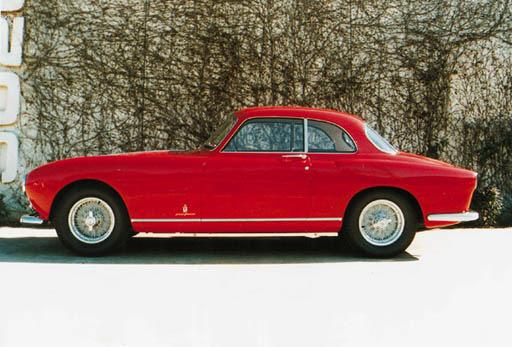 1953 Ferrari 212 Inter coupe’. Coachwork by Pinin Farina. Chassis n. 0265 EU. Engine n. 0265 EU. Ferrari red with biscuit leather interior with black piping. Engine: Ferrari V12, 2,562 cc, 68x58.5 mm, 180bhp at 5,500 rpm, triple 36 DCE3 Weber carburettors. Gearbox: 4-speed manual. Suspension: front - independent double wishbones, transverse leaf springs, rear - rigid axle, semi-elliptic leaf springs. Brakes: four wheel drum. Left hand drive.