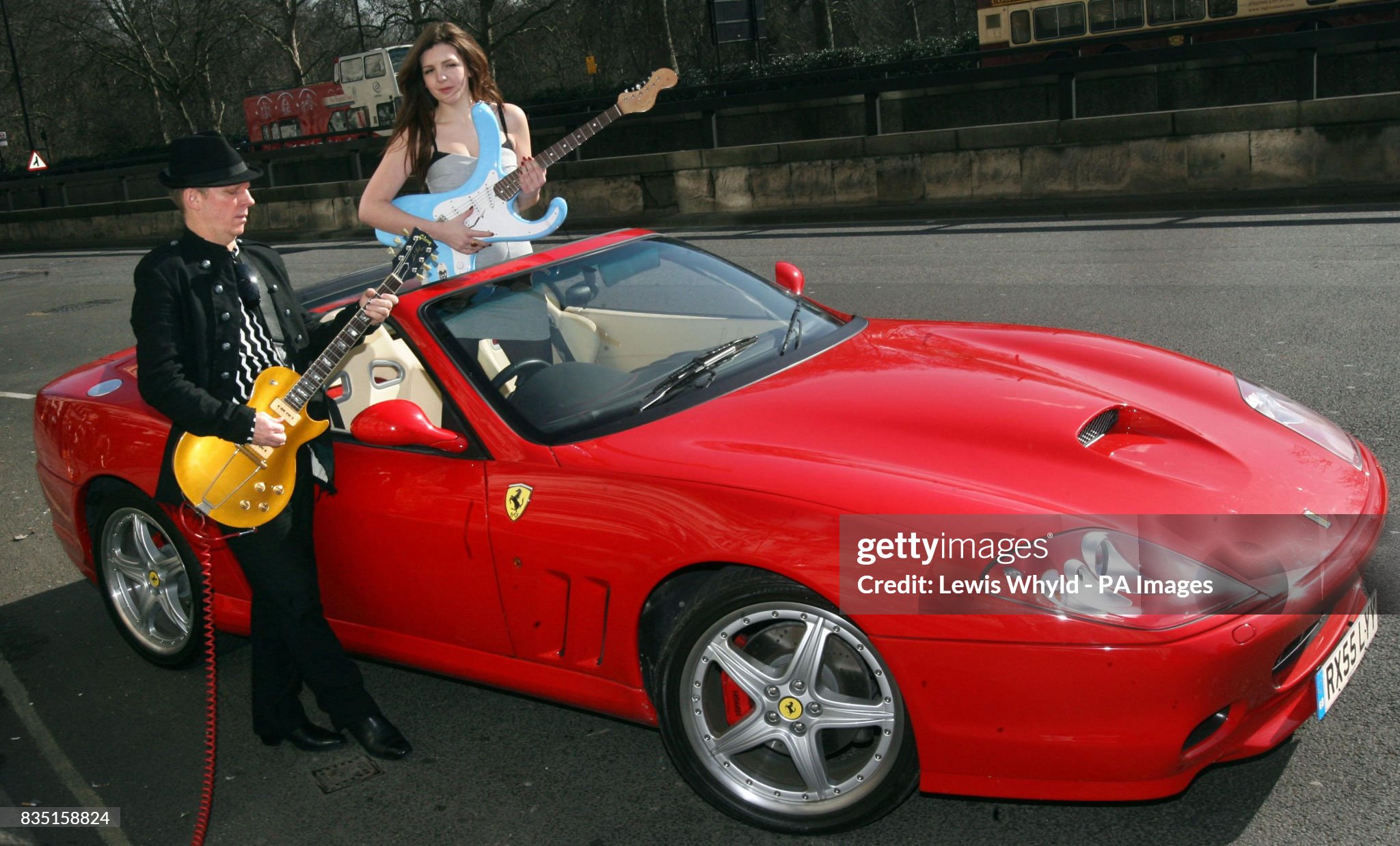 A Ferrari 575 Superamerica owned by Rod Stewart outside the Hard Rock cafe in London on 06 March 2009. 