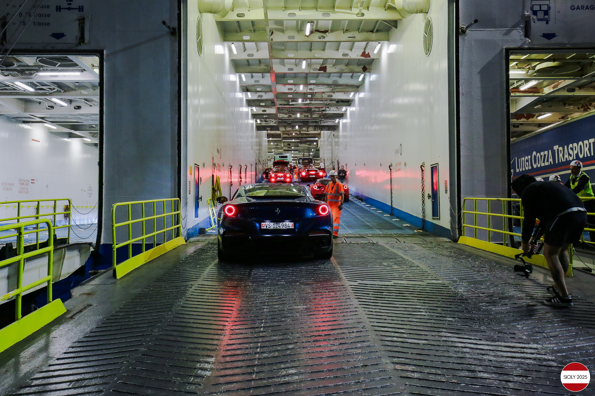 The Ferraris embark in Genoa on the ship 'La Suprema' that will take them to Palermo. 