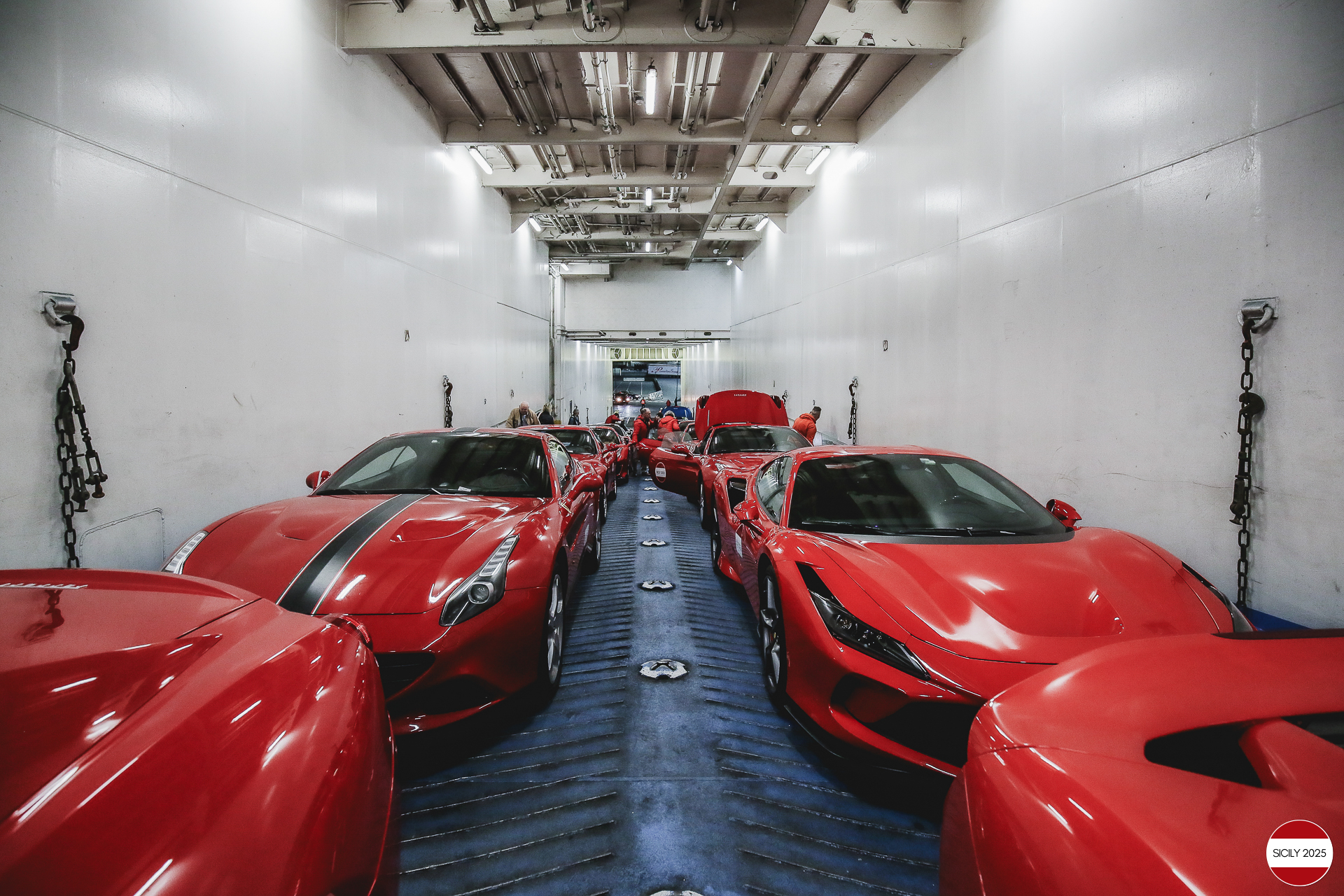 The Ferraris embark in Genoa on the ship 'La Suprema' that will take them to Palermo. 