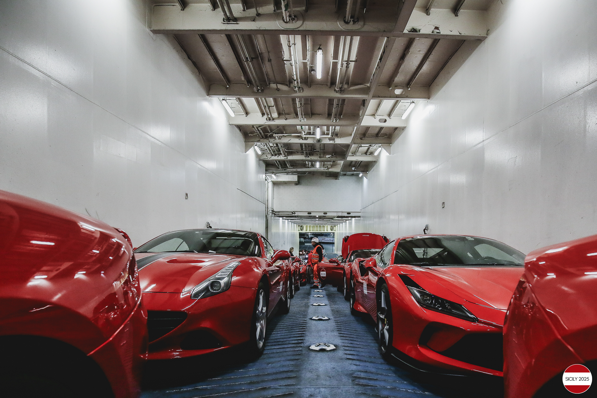 The Ferraris embark in Genoa on the ship 'La Suprema' that will take them to Palermo. 