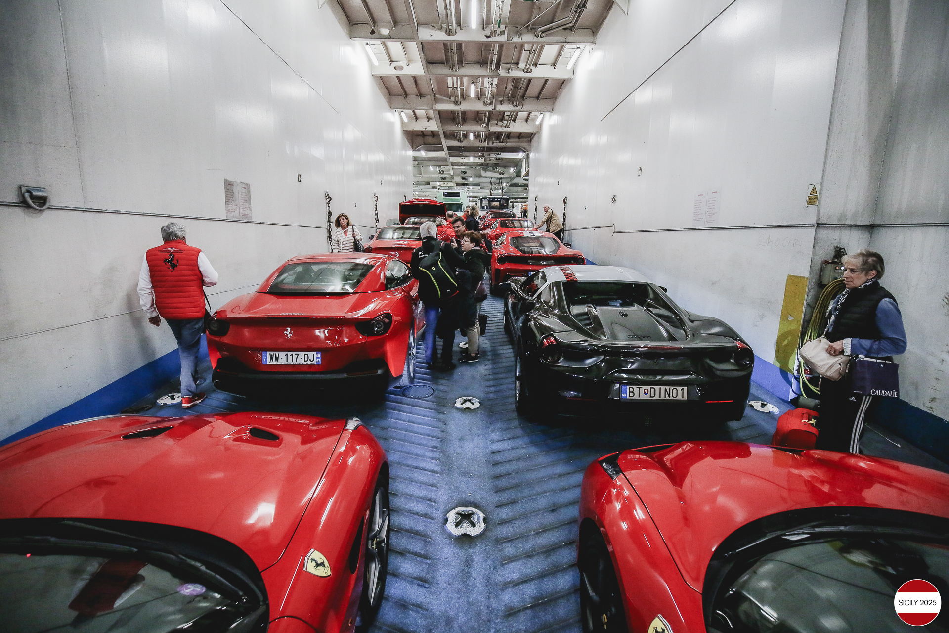 The Ferraris embark in Genoa on the ship 'La Suprema' that will take them to Palermo. 