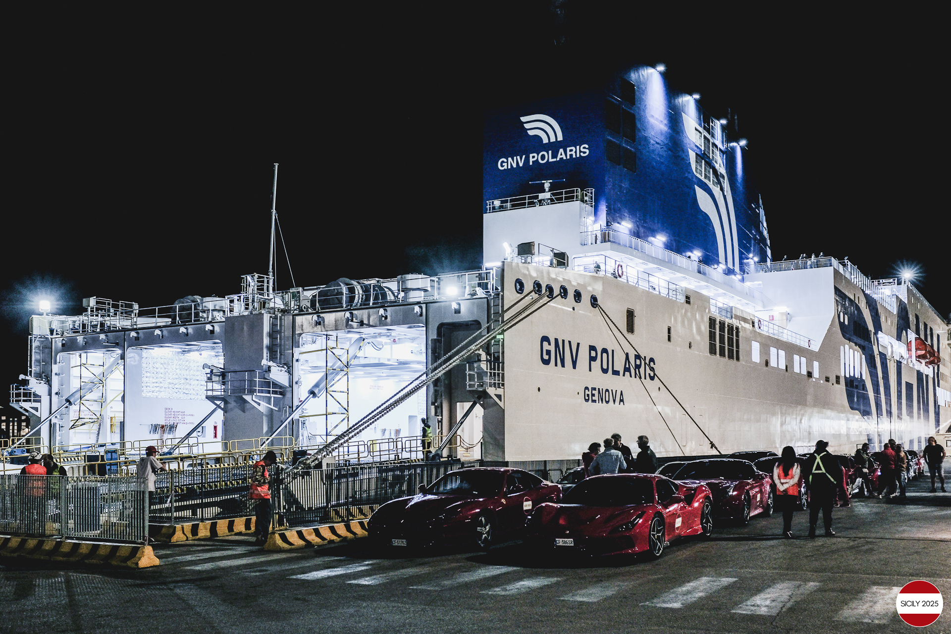 Loading of the cars in Palermo on the ship bound for Genoa. 