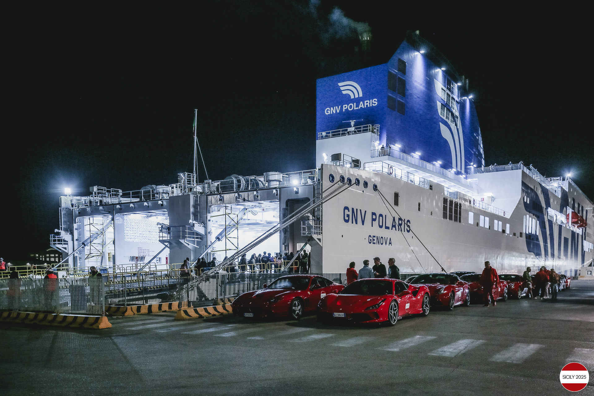 Loading of the cars in Palermo on the ship bound for Genoa. 