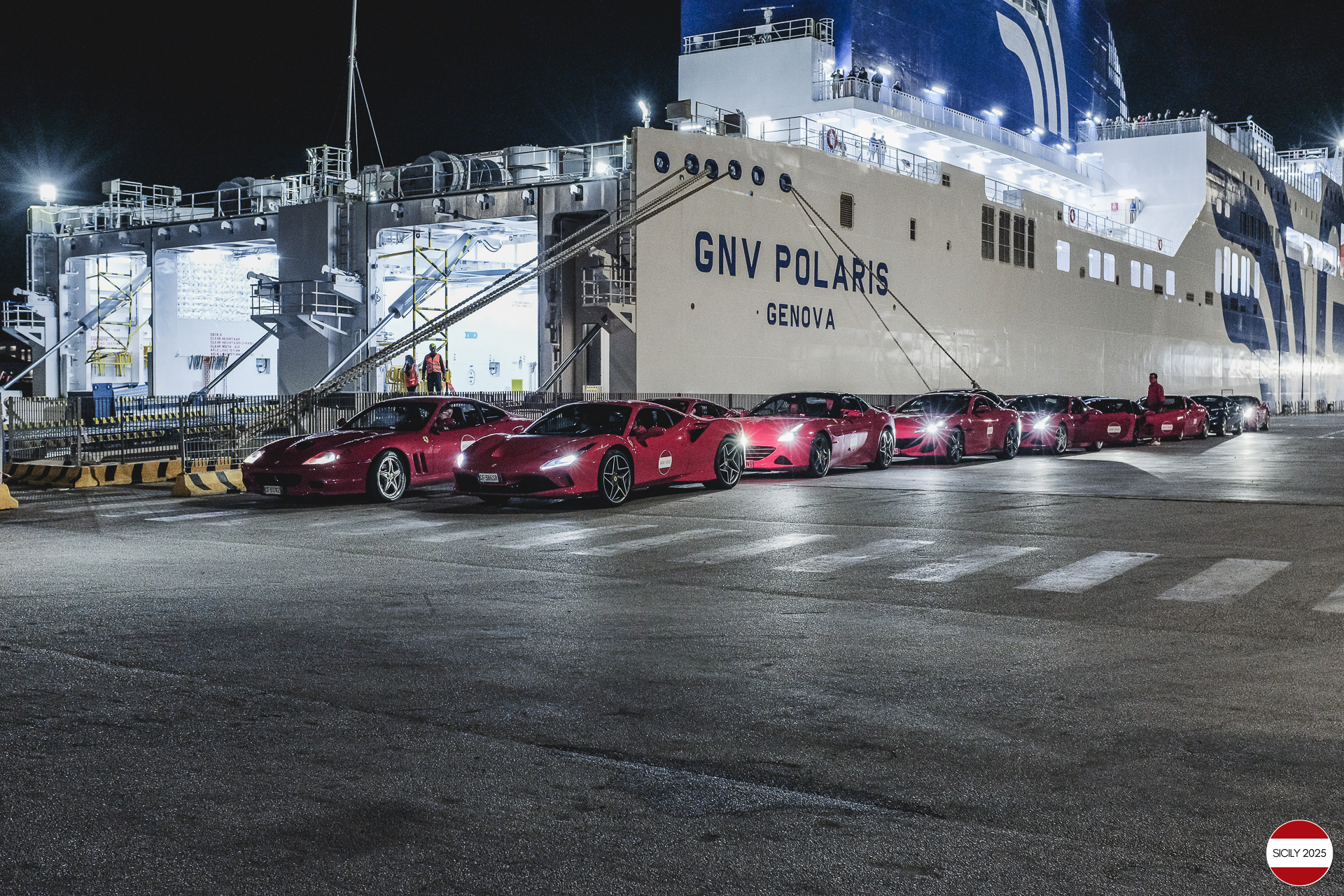 Loading of the cars in Palermo on the ship bound for Genoa. 