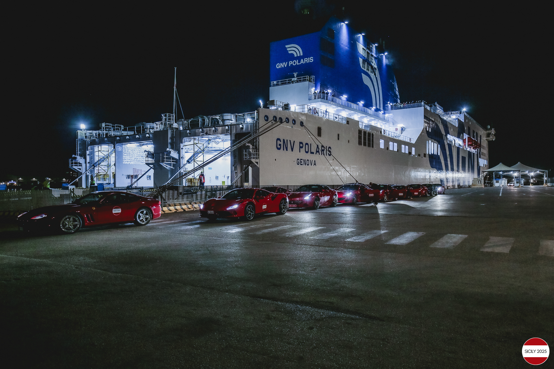 Loading of the cars in Palermo on the ship bound for Genoa. 
