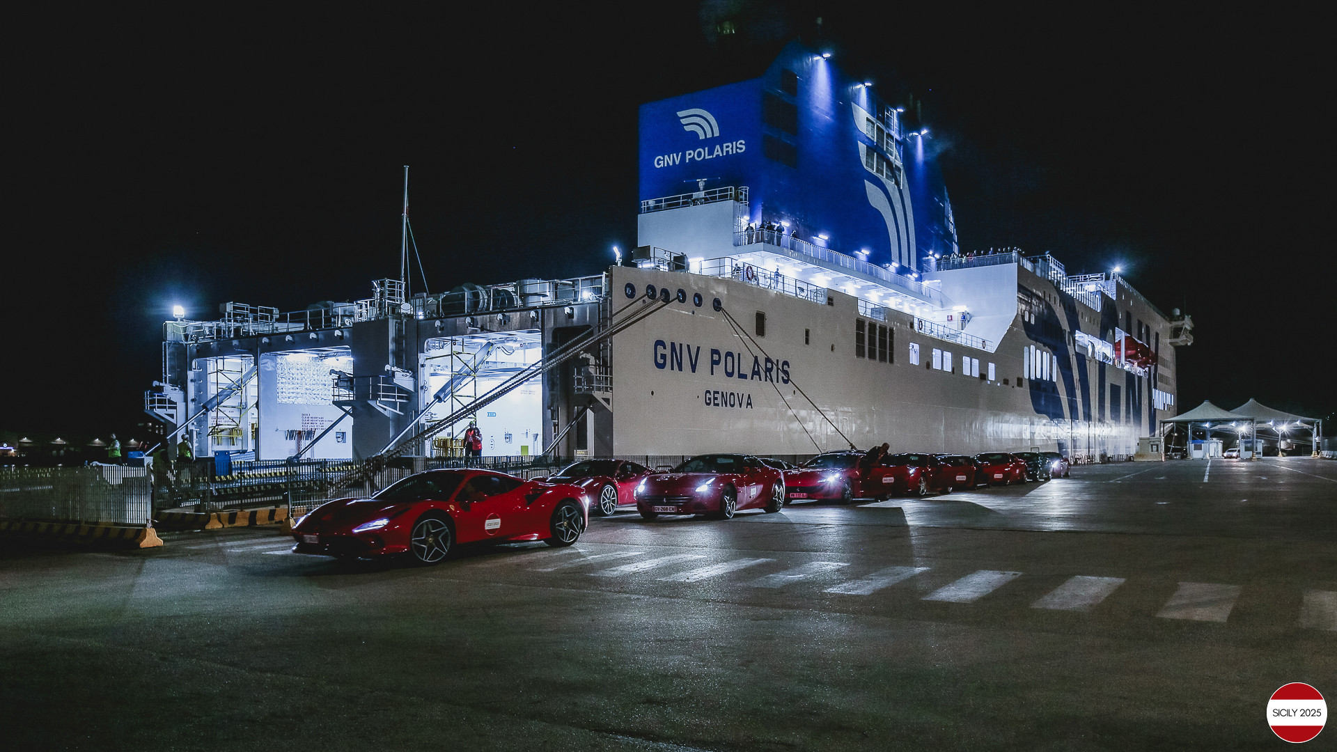 Loading of the cars in Palermo on the ship bound for Genoa. 