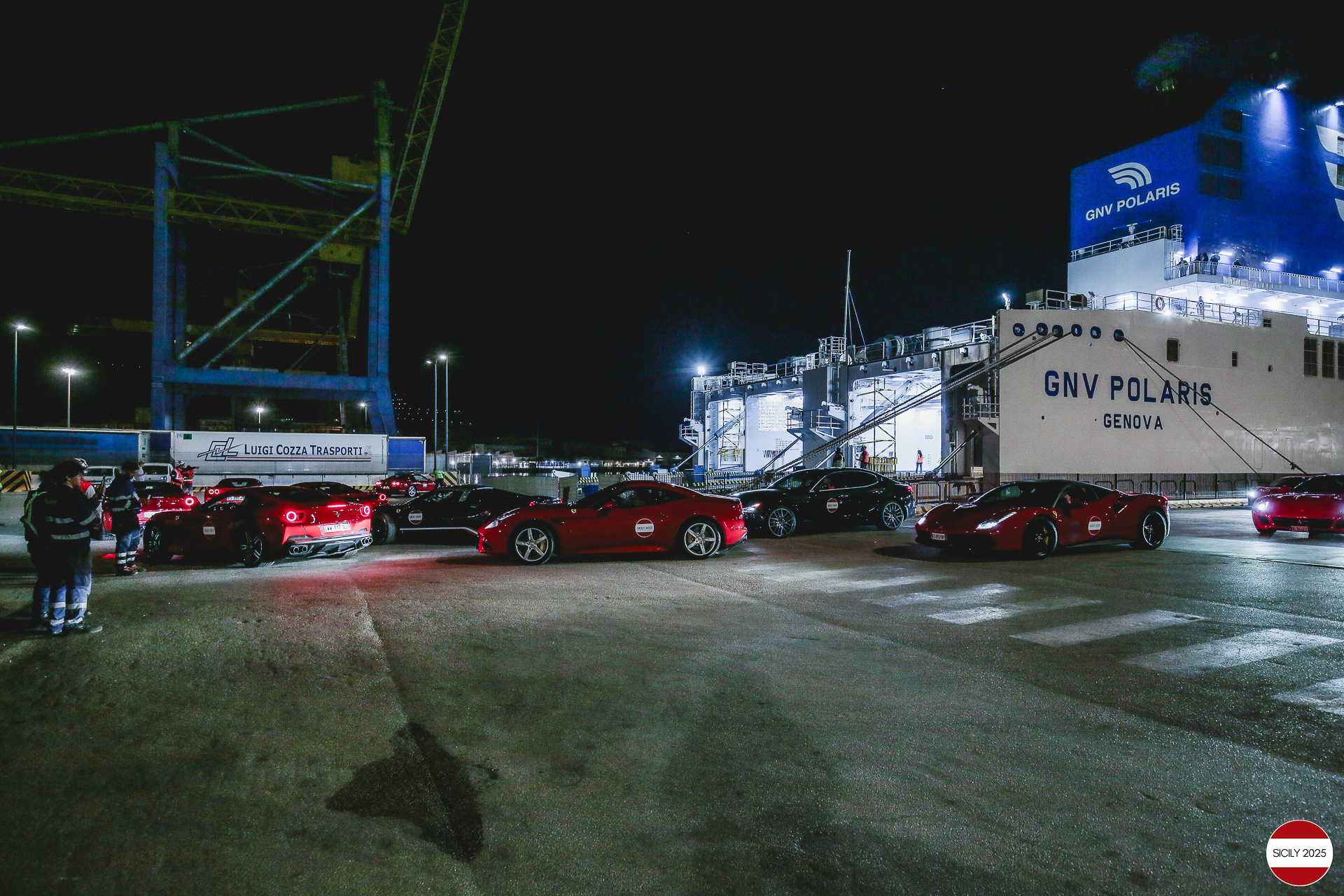 Loading of the cars in Palermo on the ship bound for Genoa. 