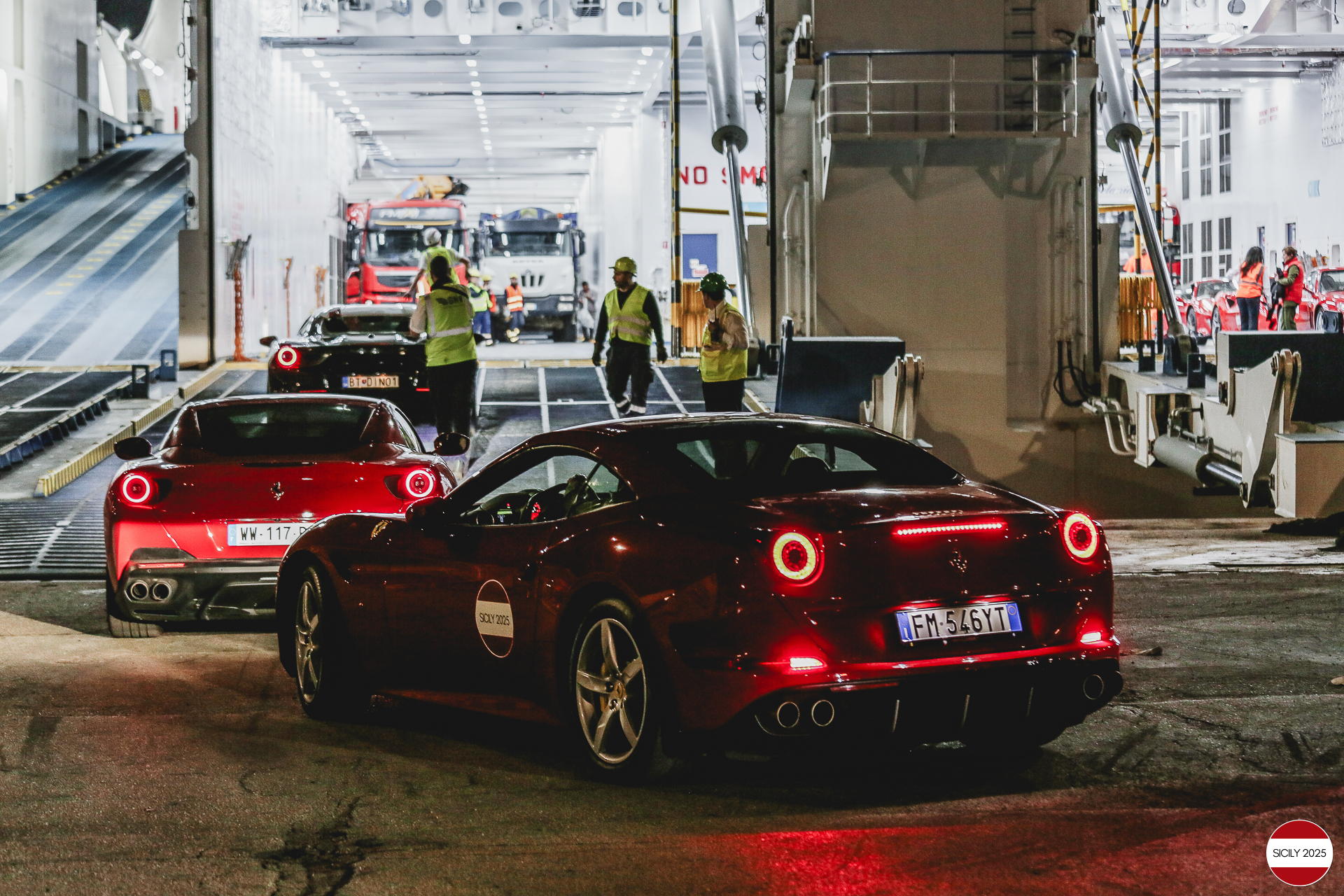 Loading of the cars in Palermo on the ship bound for Genoa. 