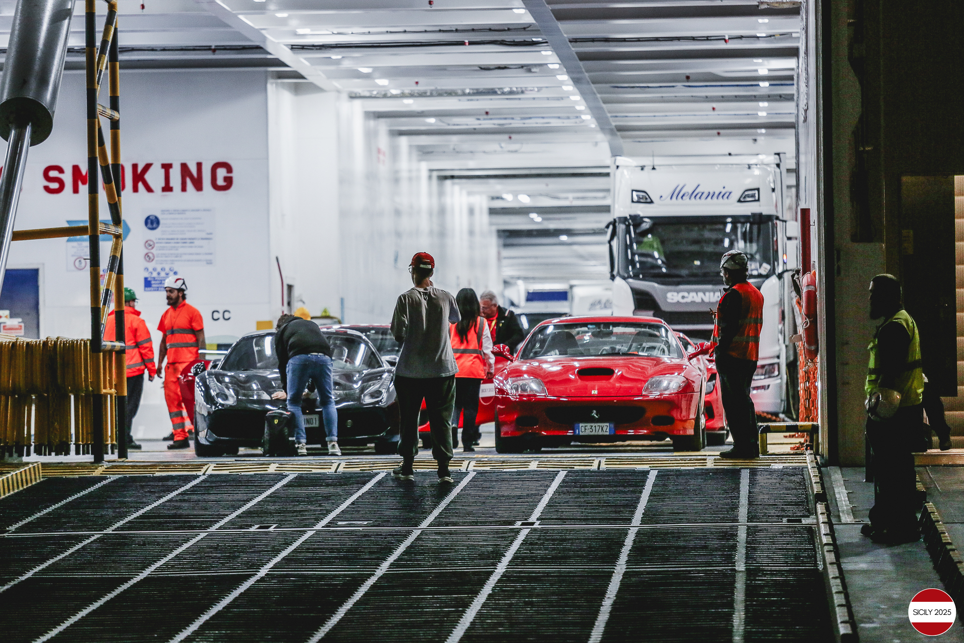 Loading of the cars in Palermo on the ship bound for Genoa.