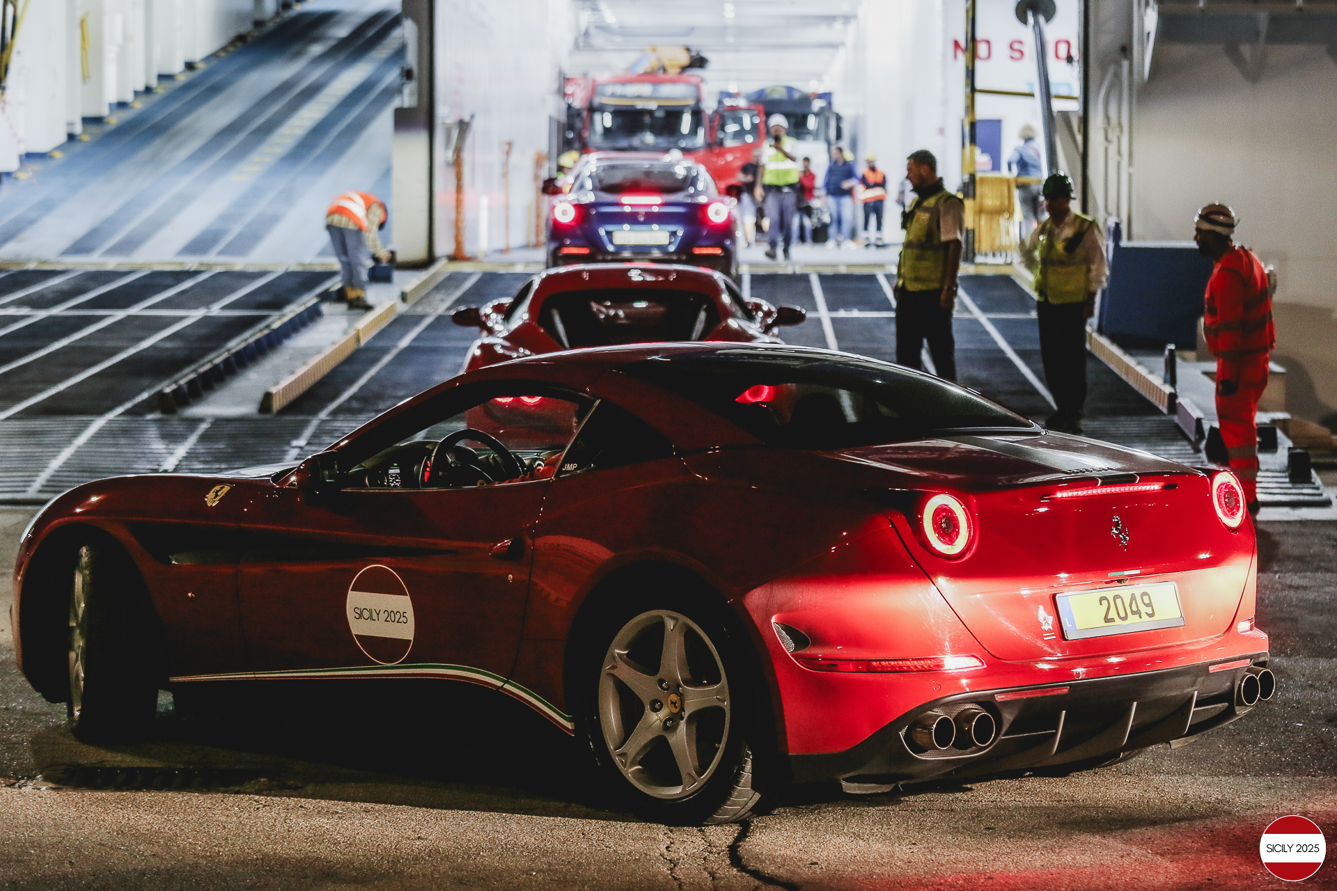 Loading of the cars in Palermo on the ship bound for Genoa. 