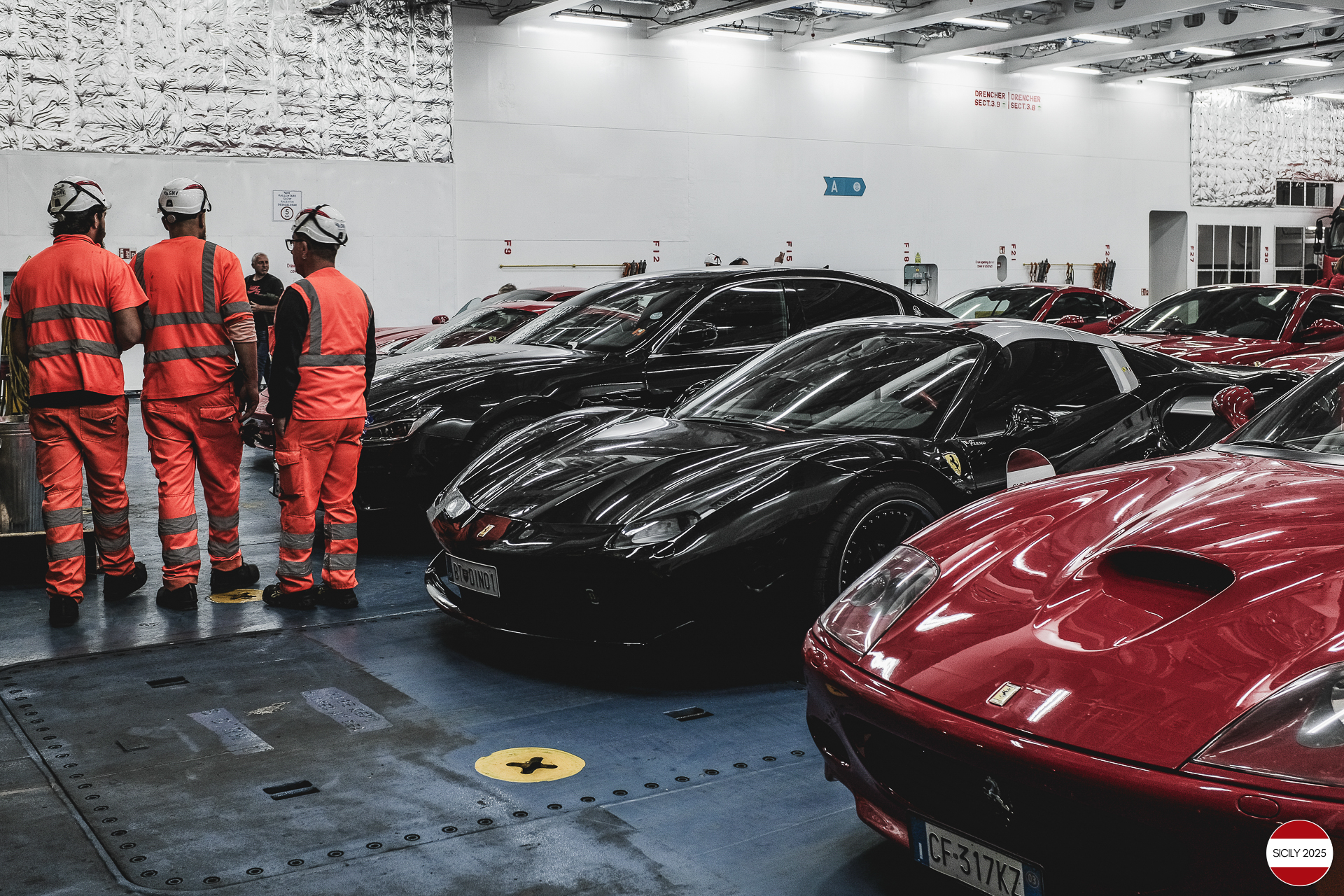 Loading of the cars in Palermo on the ship bound for Genoa. 