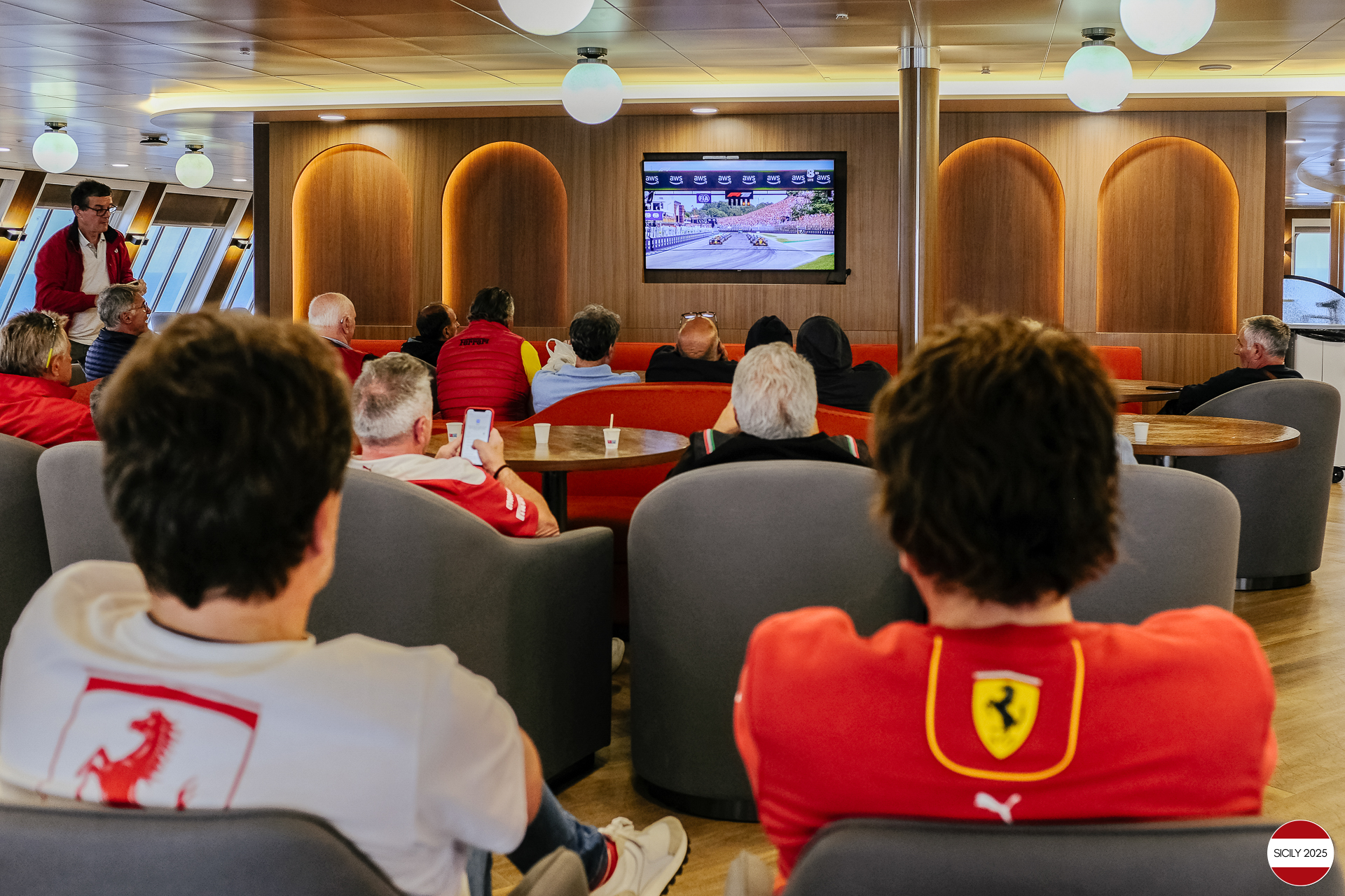 Sailing towards Genoa, watching the Formula 1 Grand Prix. 