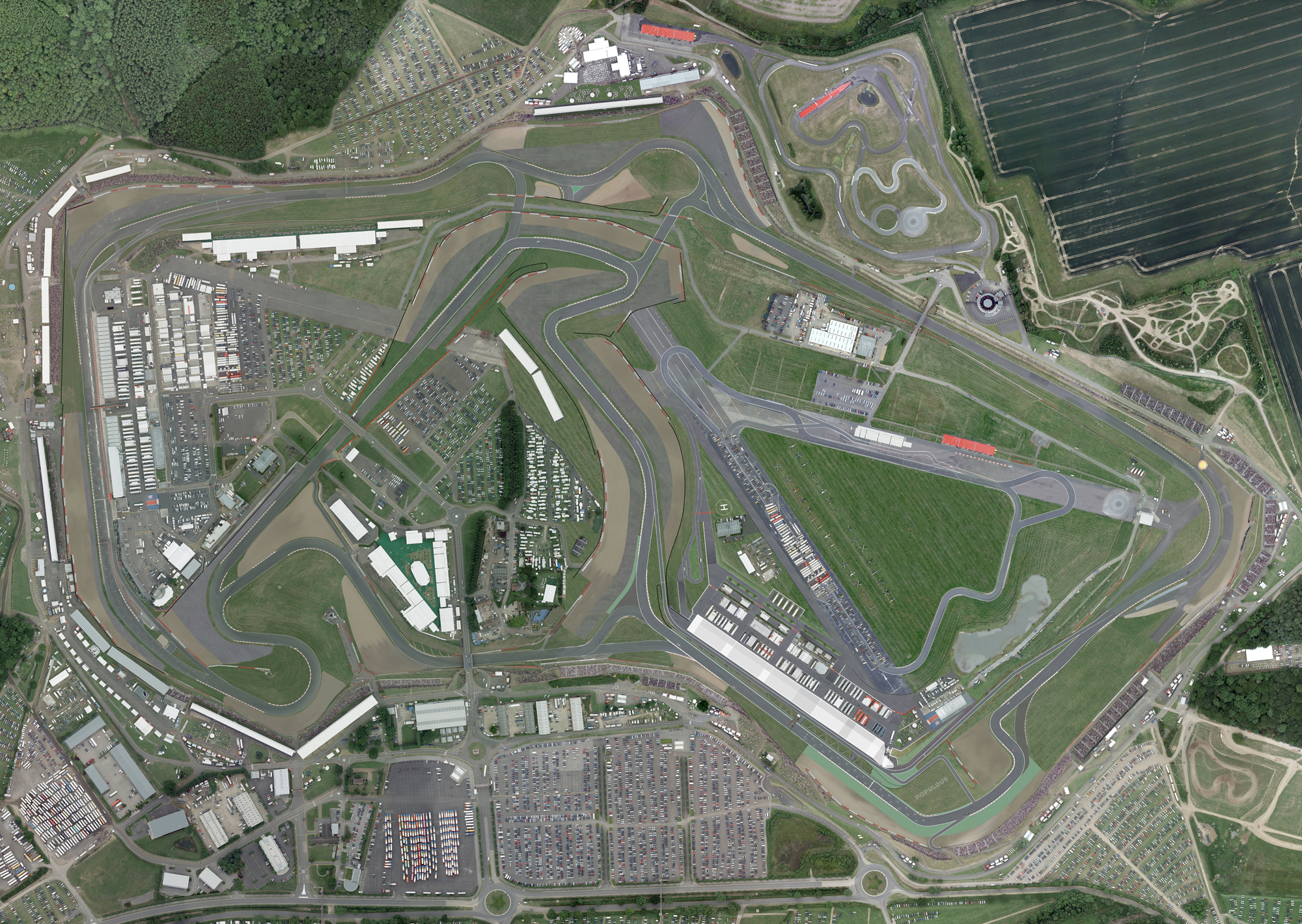 Aerial image of Silverstone circuit.