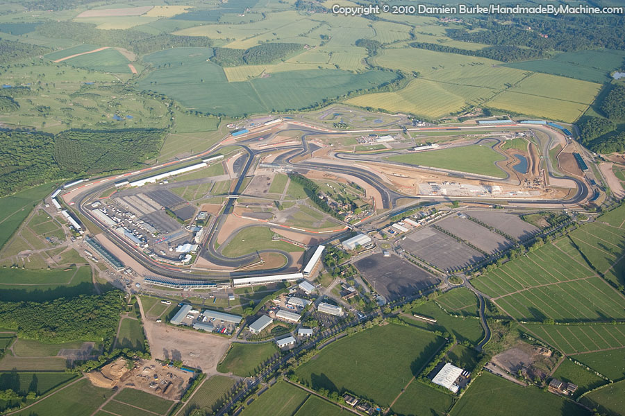 Aerial image of Silverstone circuit in 2010.