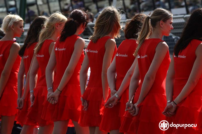 Grid girls at the British Grand Prix, qualifying day, in Silverstone on Saturday 10 July 2010.