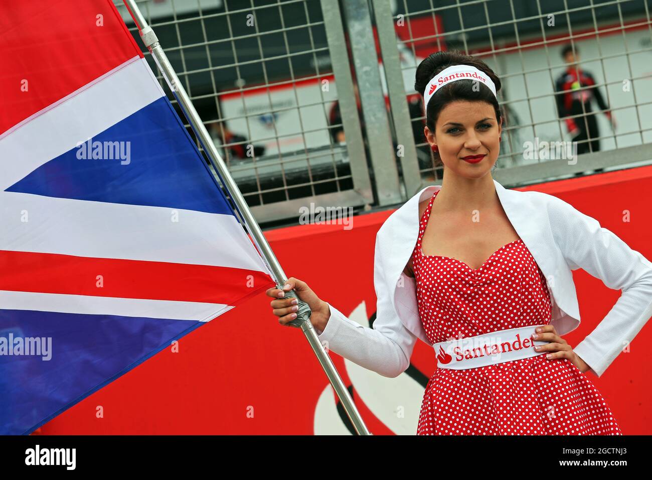 A grid girl at the British Grand Prix in Silverstone on Sunday 06 July 2014. 