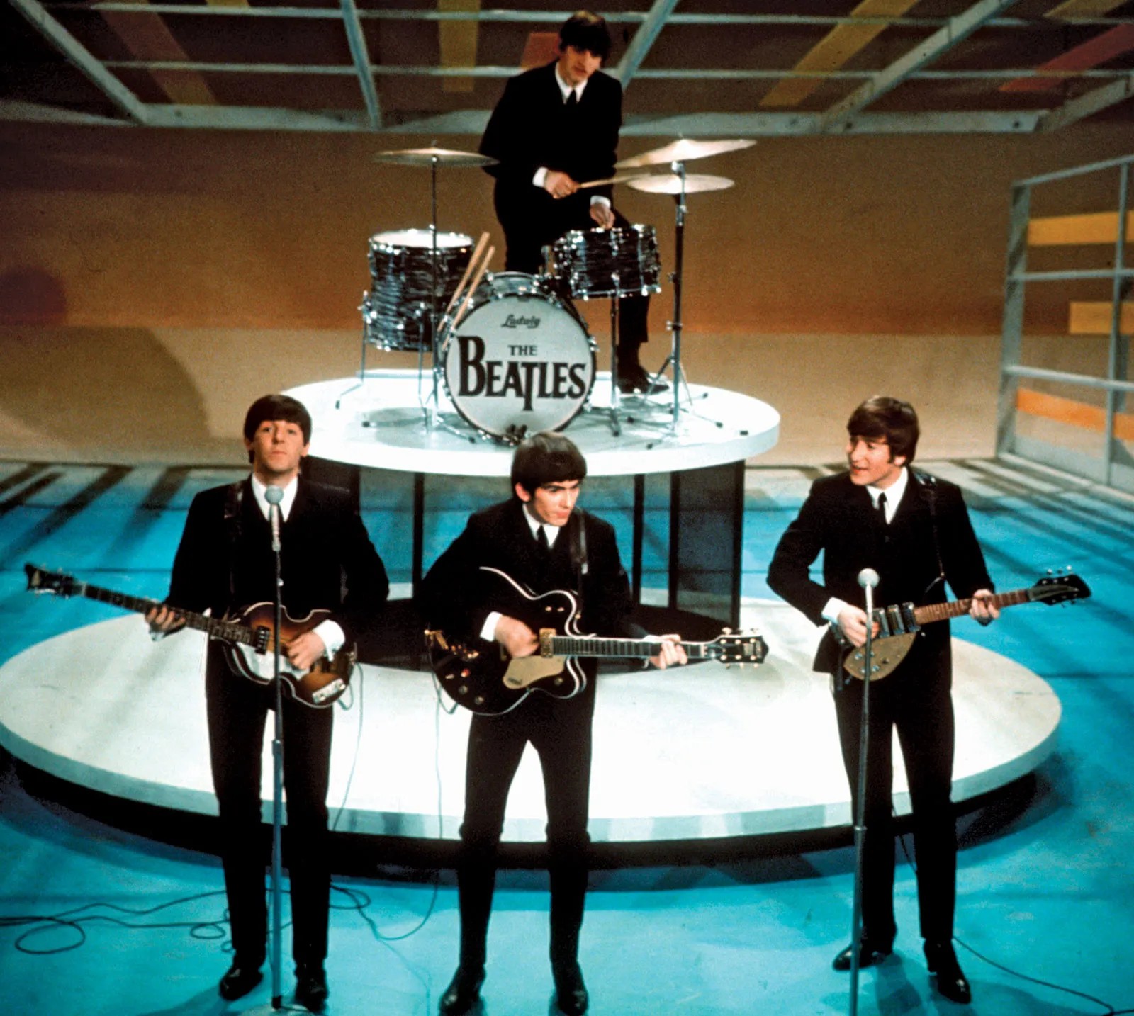 The Beatles at the Ed Sullivan show on February 09, 1964.