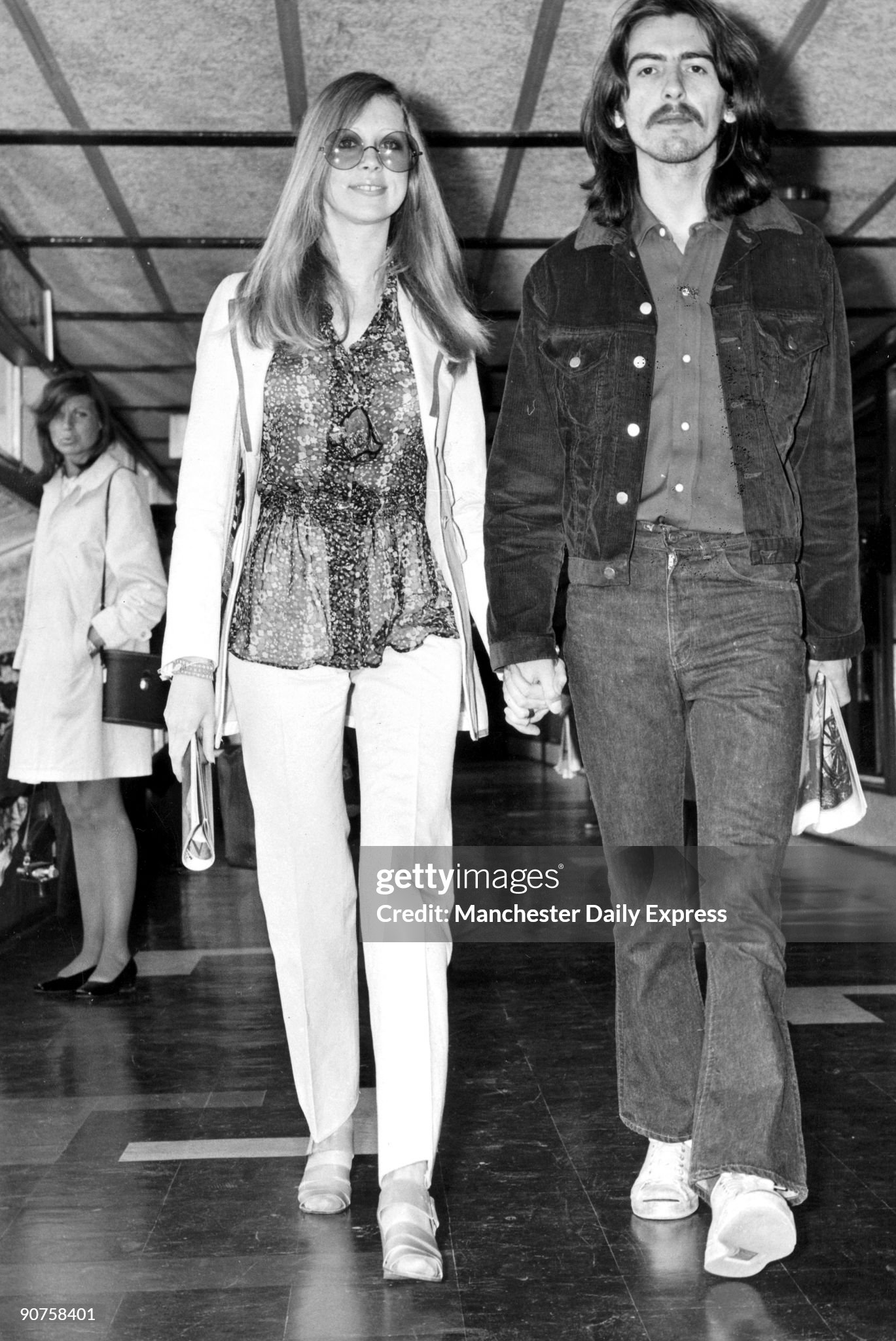 Beatles lead guitarist George Harrison and his wife Pattie Boyd on their way to Nice in September 1969. 