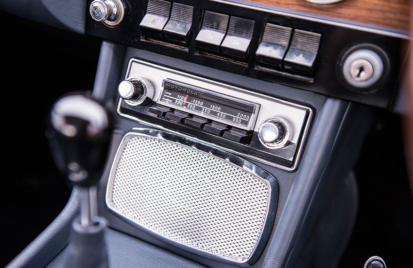 The interior of John Lennon’s beautiful blue Ferrari 330 GT 2+2 Coupe.