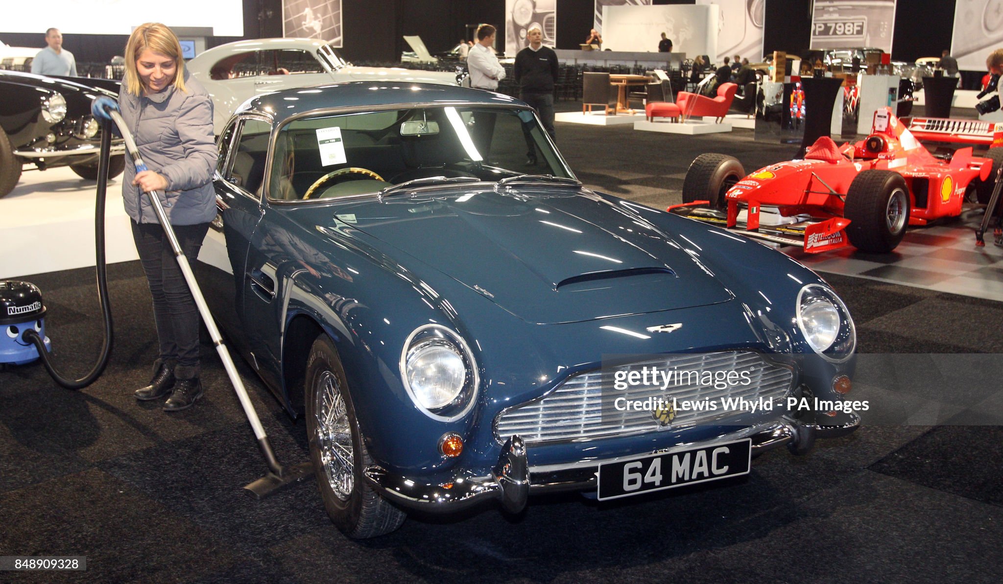 The 1964 Aston Martin DB5 previously owned by Sir Paul McCartney that is expected to fetch up to pound 380,000 at a private view ahead of an auction of classic cars at Battersea Evolution Marquee in London. 