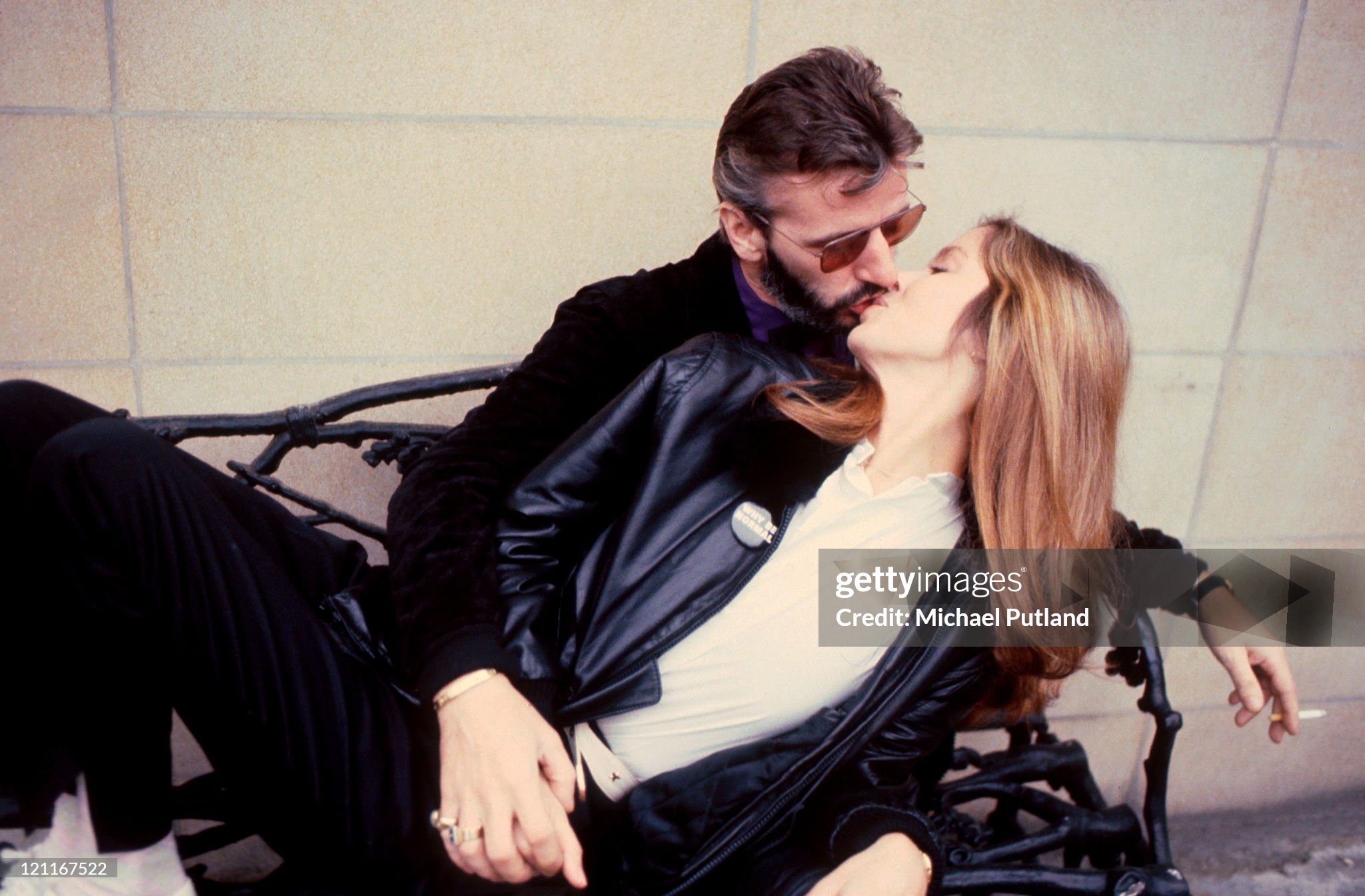 Ringo Starr, formerly of the Beatles, kissing his wife Barbara Bach in London in 1981. 