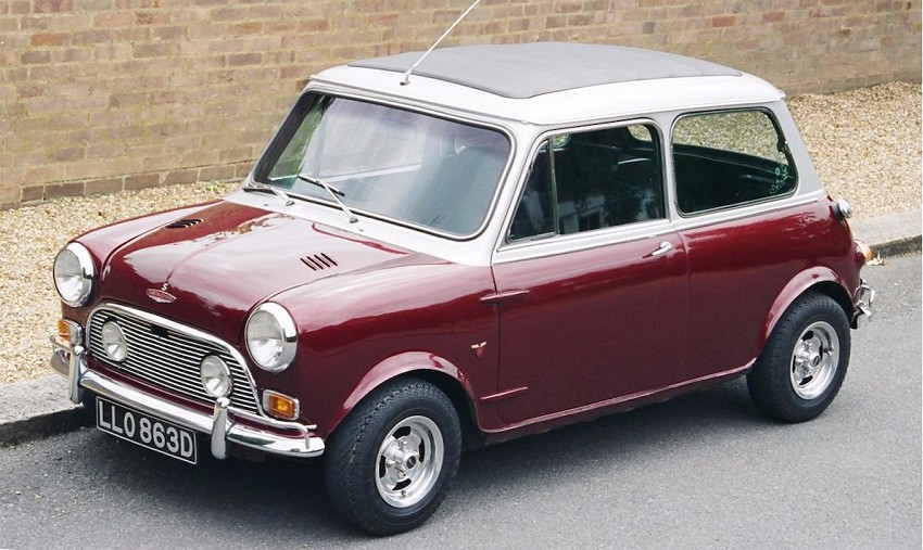 Ringo Starr’s 1966 Radford Mini Cooper S, customized with a burl interior, a Webasto sunroof and a special rear modification to accommodate the battery.