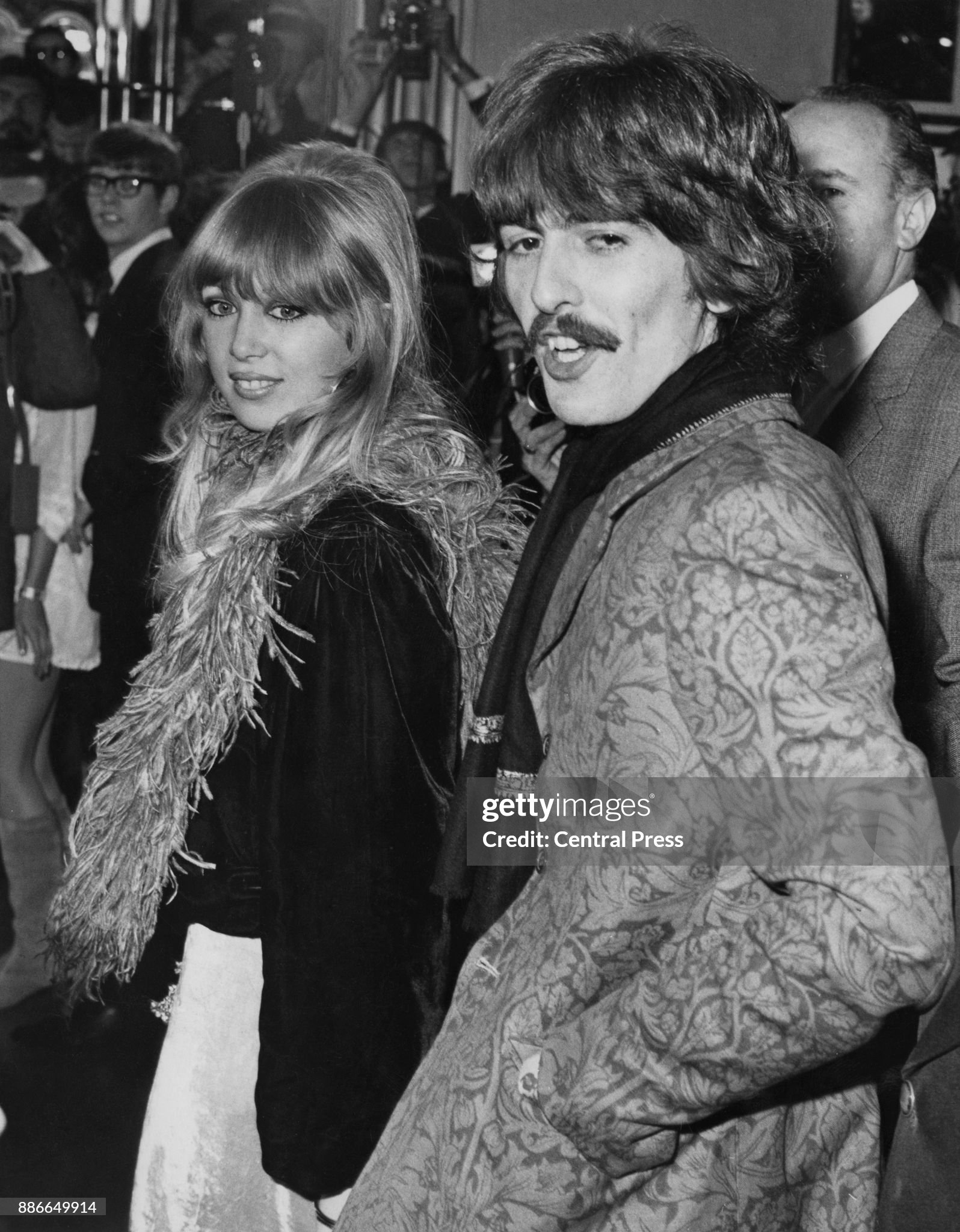 George Harrison with his wife, model Pattie Boyd, in London in 1969. 