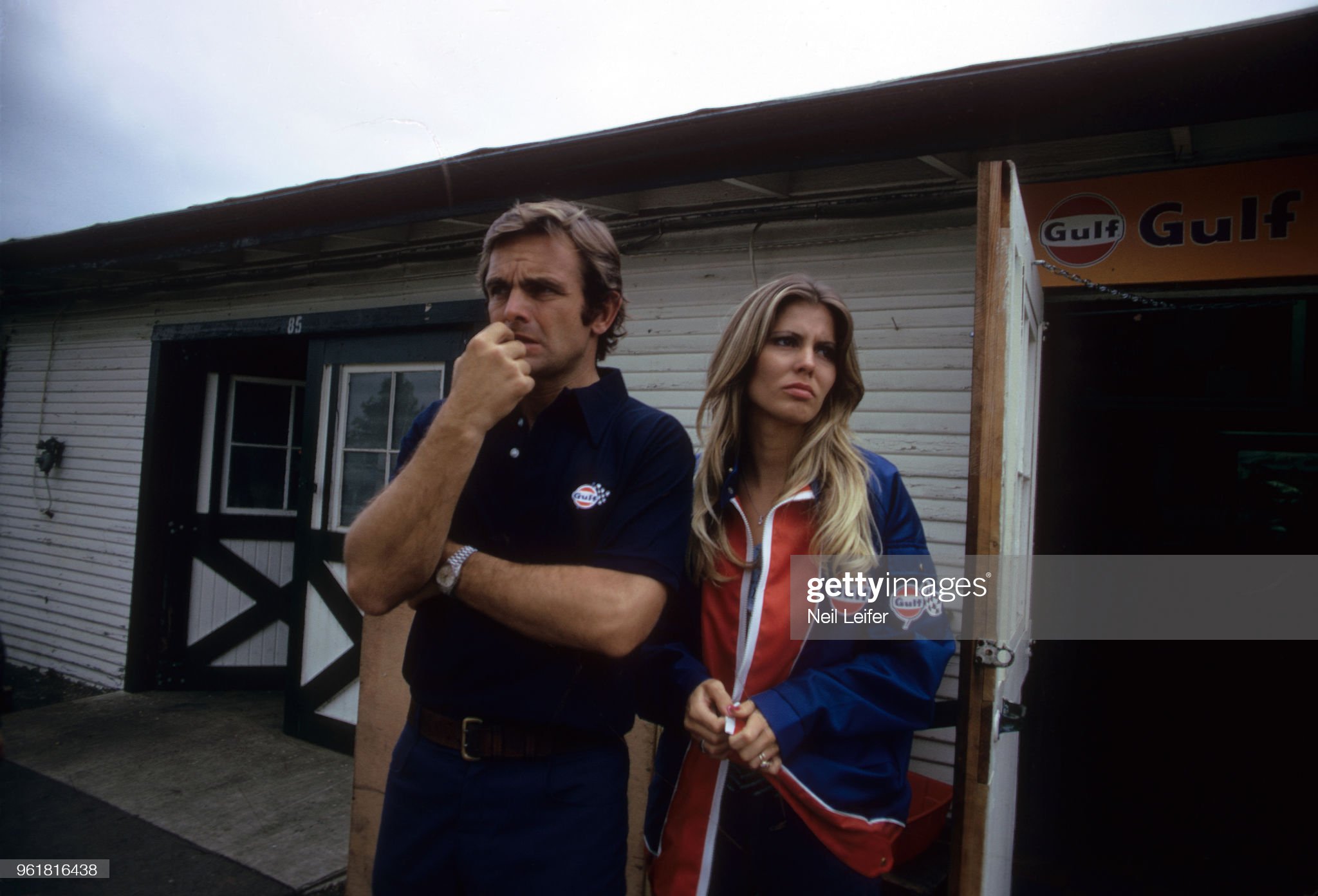 Peter Revson with girlfriend Marjorie Wallace at Indianapolis.