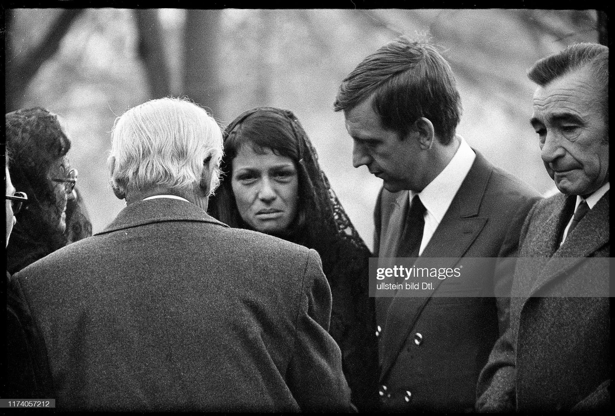 Jo Siffert's funeral, Fribourg 1971; widow Simone Siffert Guhl. 
