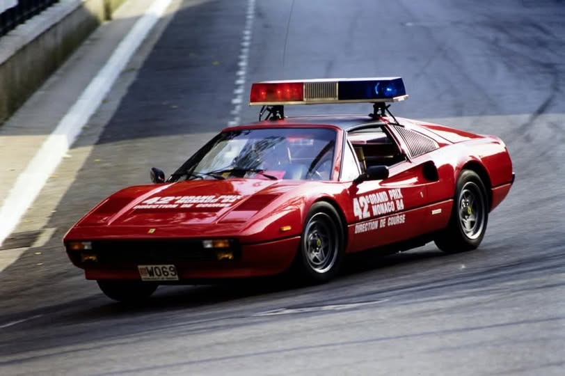 The Ferrari safety car at the 1984 Monaco Grand Prix.