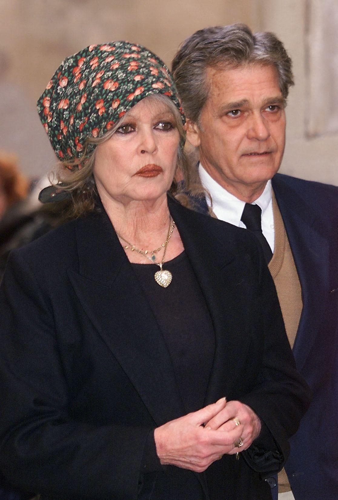 Brigitte Bardot and Bernard d'Ormale in 2000, at the funeral of the diva's first husband, director Roger Vadim.