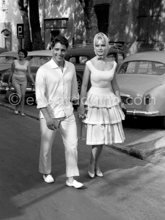 Brigitte Bardot and Sacha Distel in Saint-Tropez in 1958.