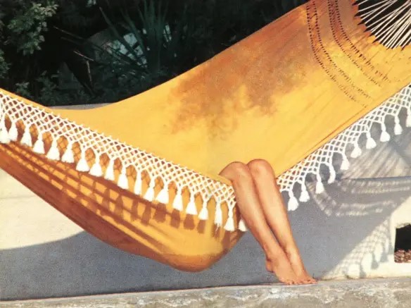 Brigitte Bardot relaxes in a hammock in Saint-Tropez in 1960.