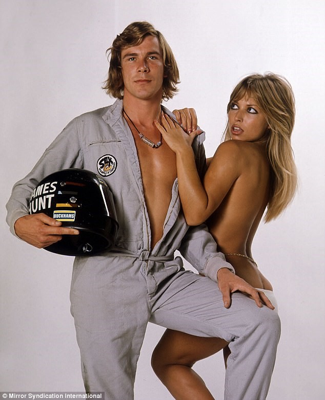 Playboy 1976 F1 World champion James Hunt is pictured with model Sue Shaw.