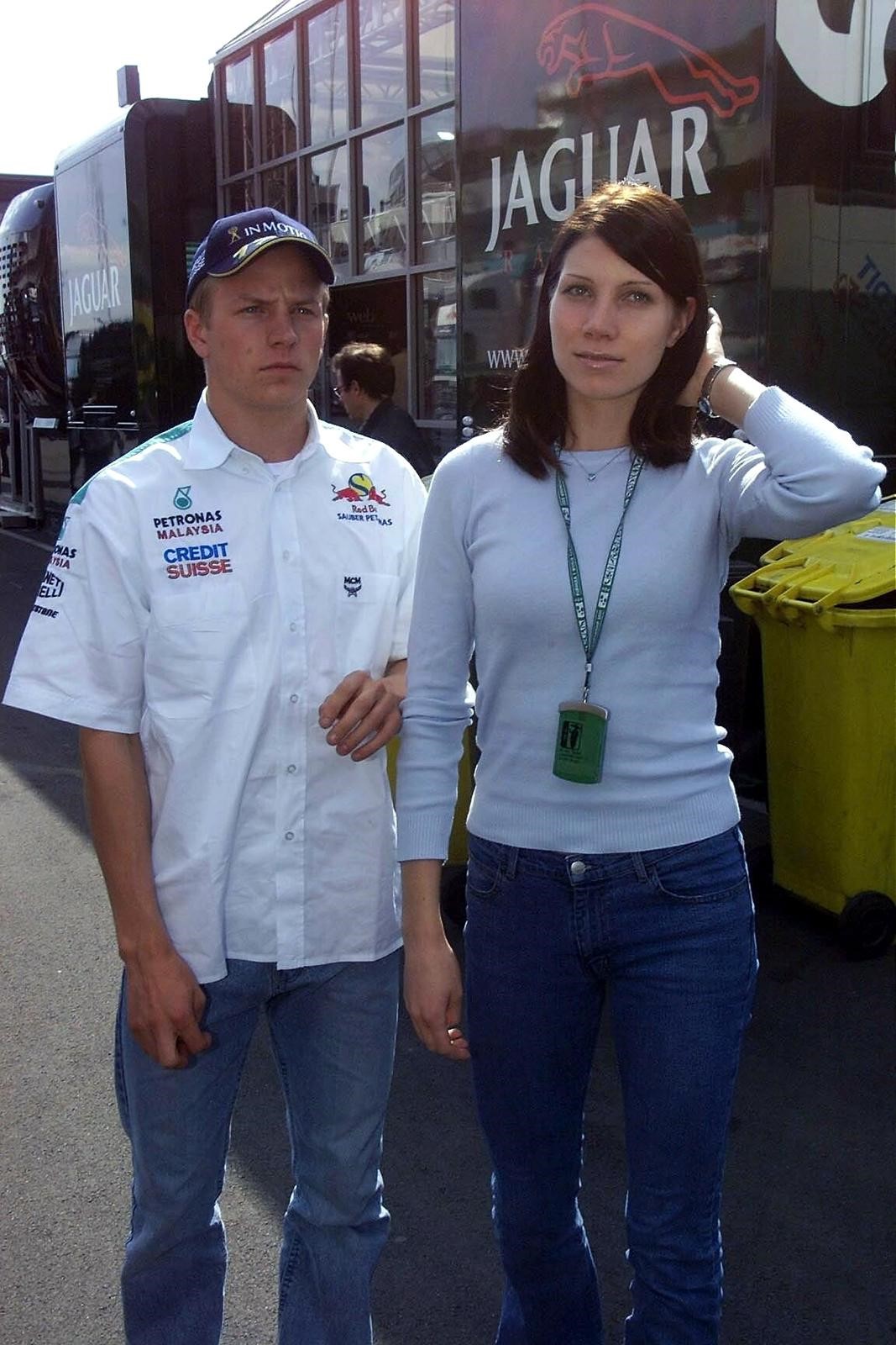 Kimi Raikkonen with his girlfriend.