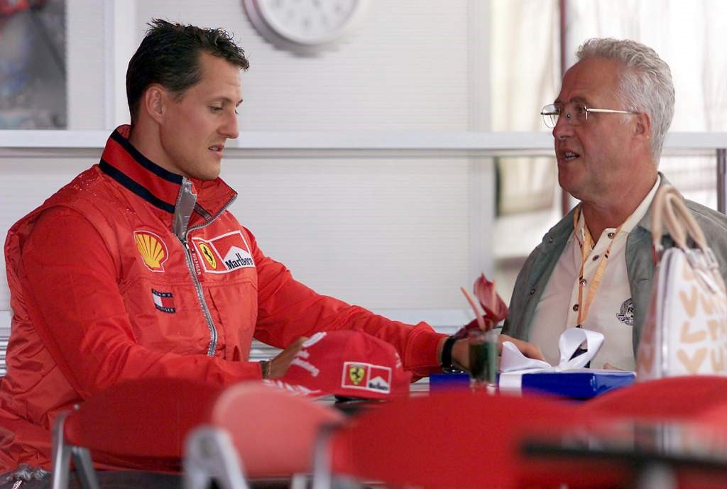 Michael Schumacher with his father.