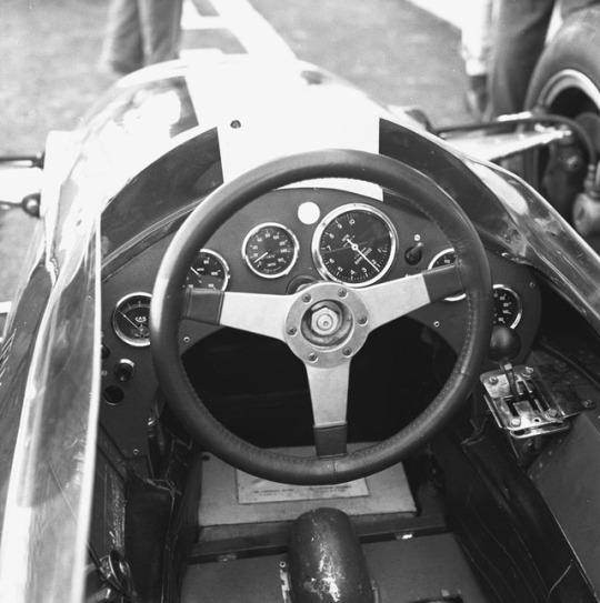 Inside Jim Clark's Lotus 25 cockpit for the 1963 Mexican Grand Prix.