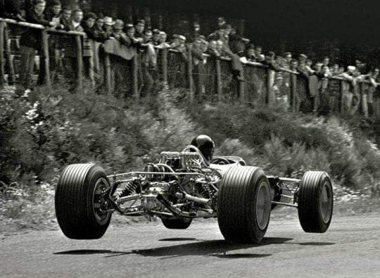 Jim Clark, Lotus-Ford 49, at the 1967 German Grand Prix in Nürburgring. 