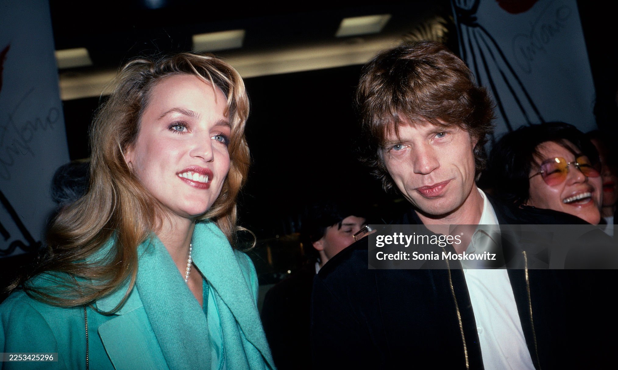 Mick Jagger and Jerry Hall attend a book party for Antonio's Girls at Bloomingdale's in New York City on March 11, 1982. 