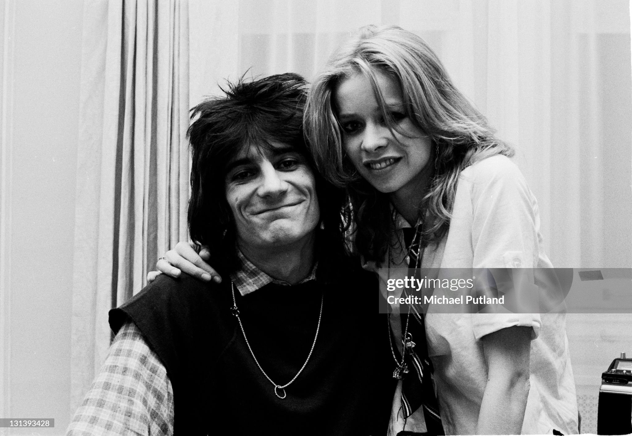 Ronnie Wood of the Rolling Stones with wife Jo Wood in New York in 1978. 