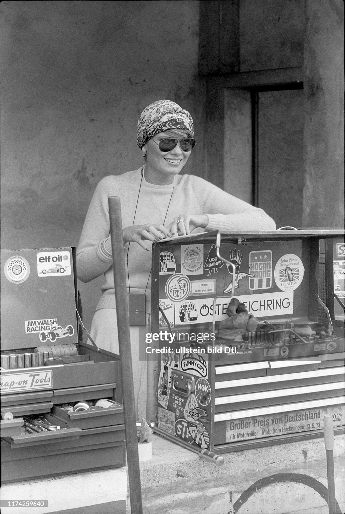 A girl at the Italian Grand Prix at Monza in 1975. 