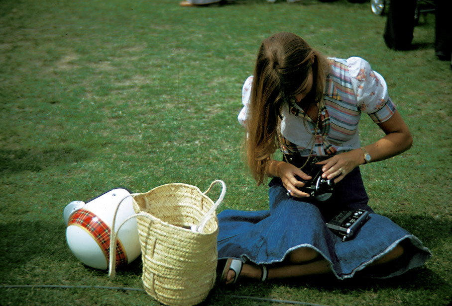 Helen Stewart at Brands Hatch in 1974. 